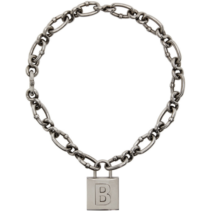 Balenciaga Silver Lock Chain Necklace Balenciaga