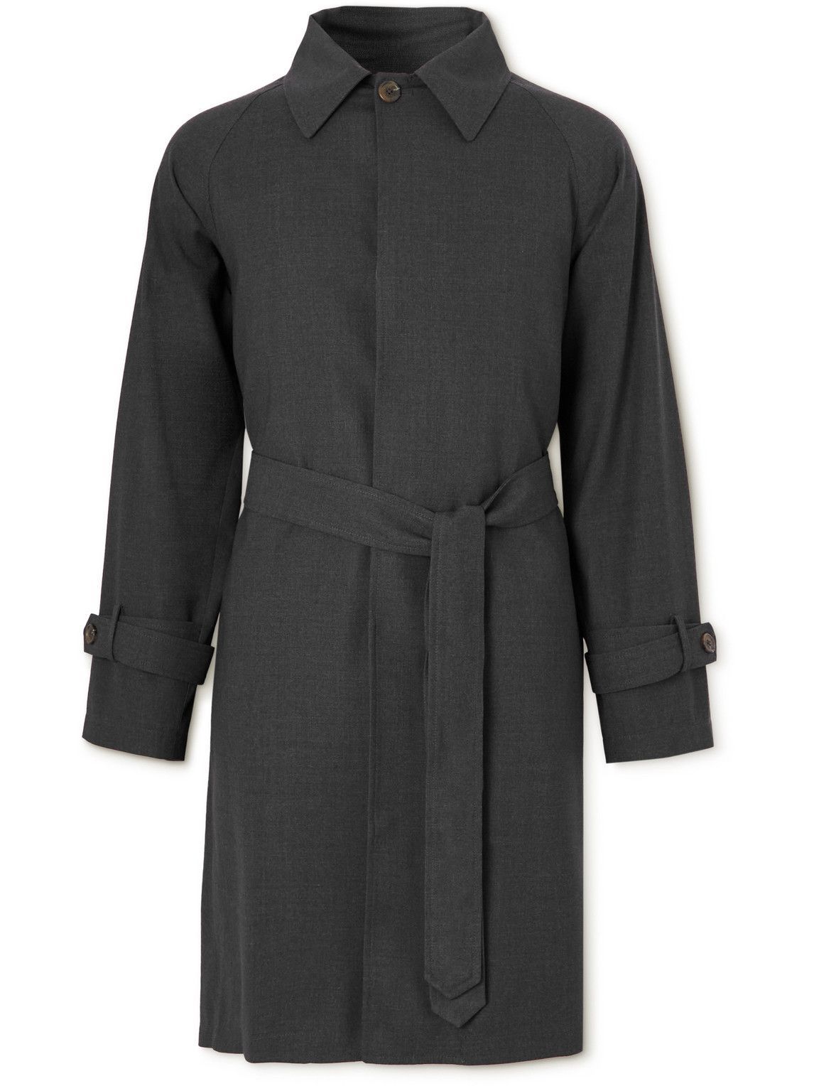Photo: Stoffa - Belted Wool Trench Coat - Gray