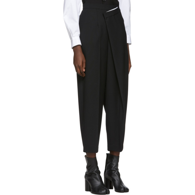 Enfold Black Wool Overlap Trousers Enfold