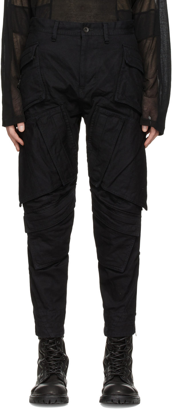 Julius Black Cotton Cargo Pants Julius