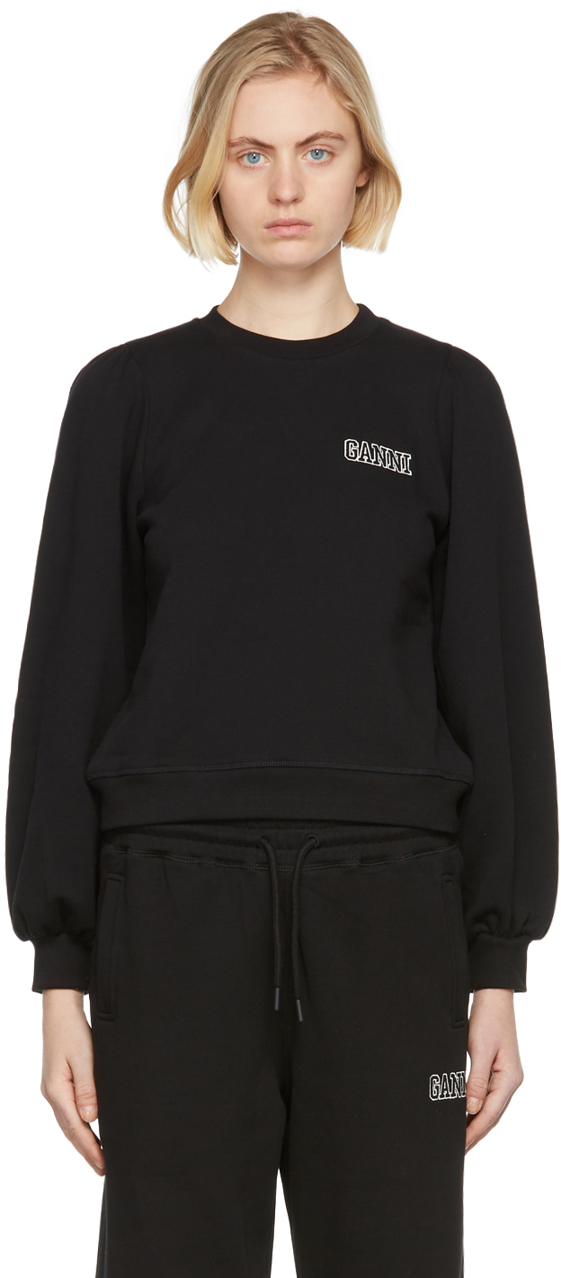 GANNI Black Software Isoli Puff Shoulder Sweatshirt GANNI