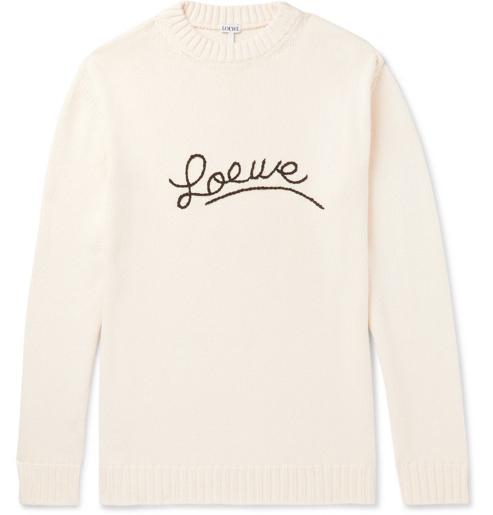 Loewe 2025 Round Neck Embroidered Logo Sweater Wool