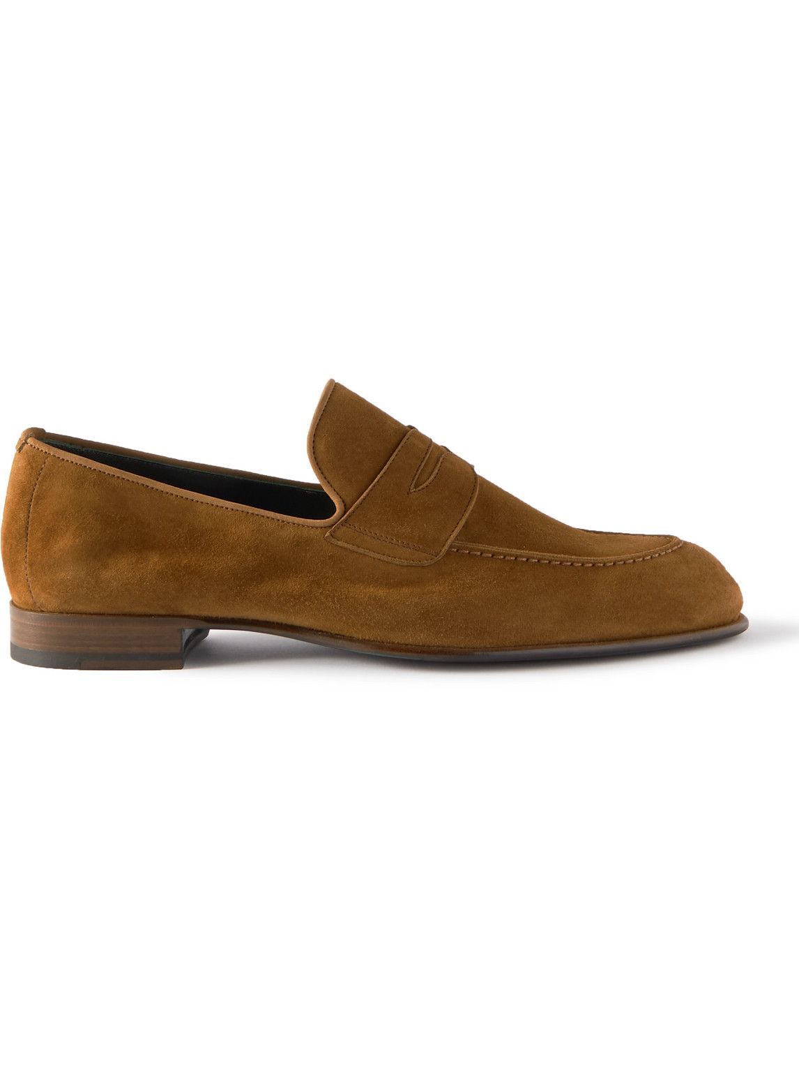 Brioni - Leather-Trimmed Suede Penny Loafers - Brown Brioni