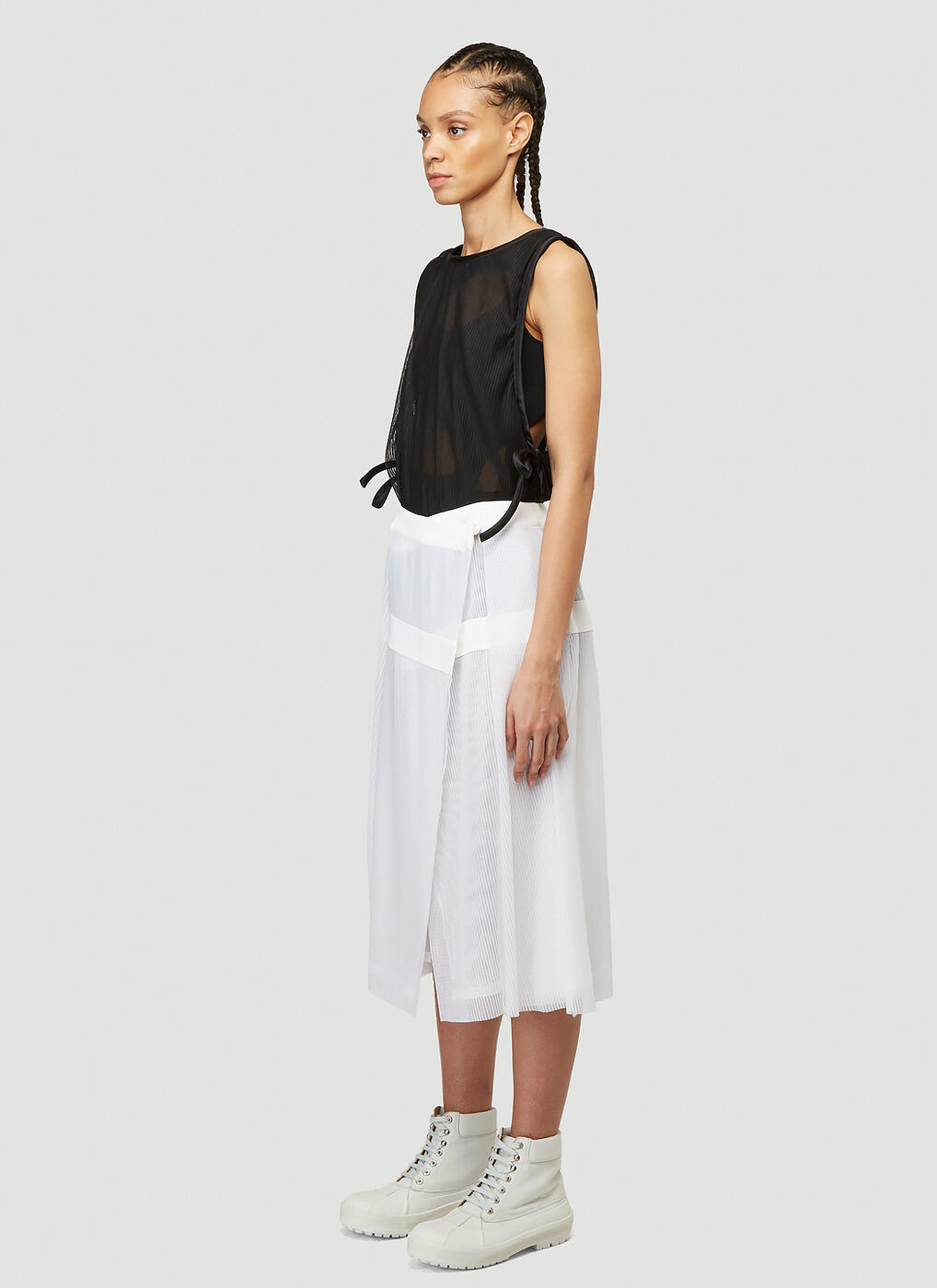 Pleated Wrap Skirt in White