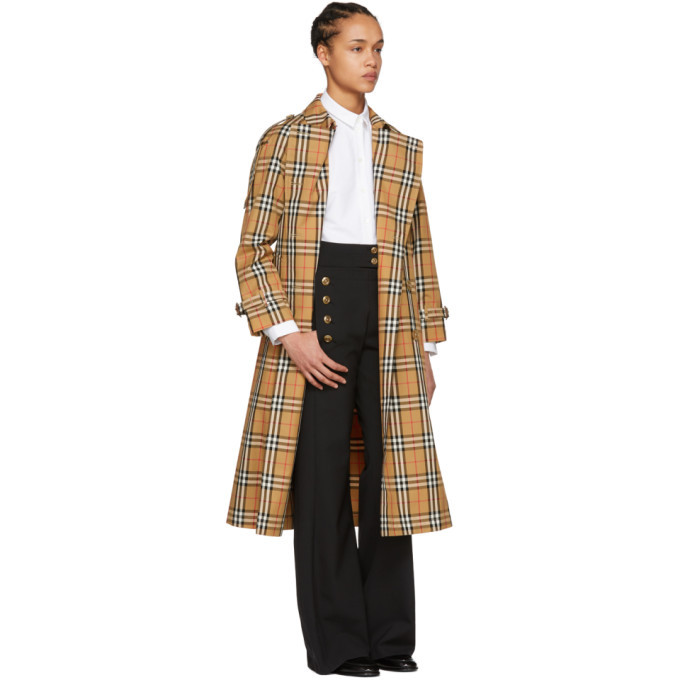 Burberry Tan Check Trench Coat Burberry