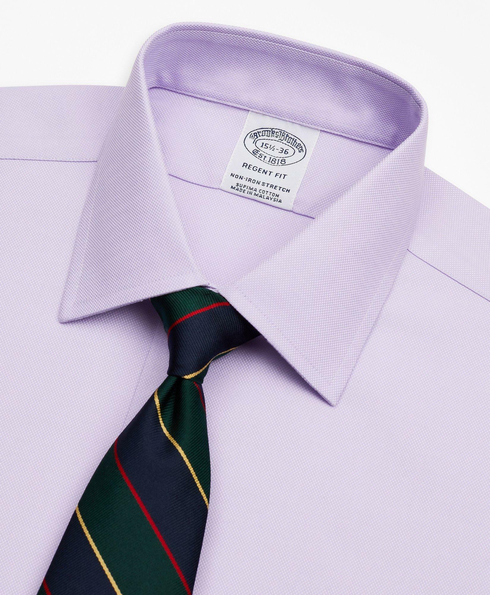Brooks Brothers Men's Stretch Regent Regular-Fit Dress Shirt, Non-Iron Royal Oxford Ainsley Collar | Lavender
