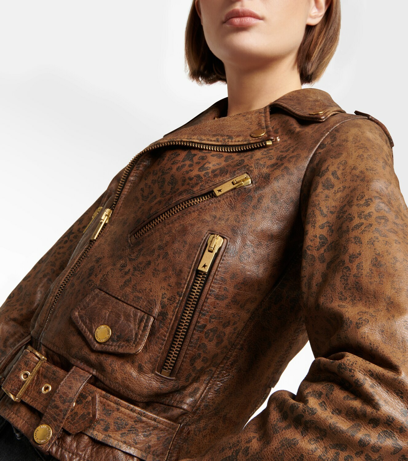 Golden Goose Leopardprint leather biker jacket Golden Goose Deluxe Brand