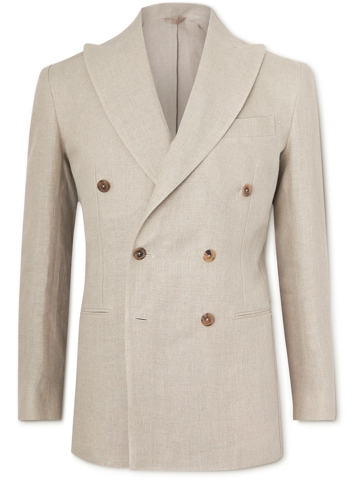 De Petrillo - Double-Breasted Linen Blazer - Neutrals De Petrillo