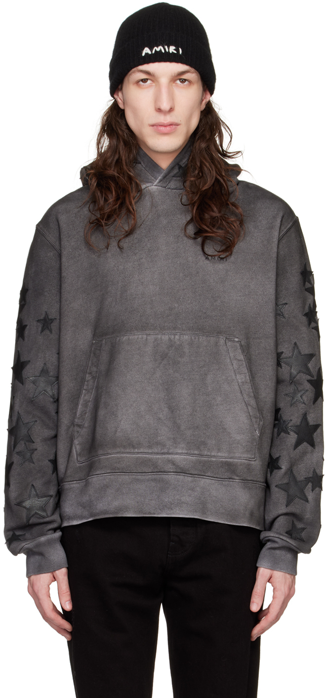 AMIRI Black Pigment Spray Star Hoodie Amiri