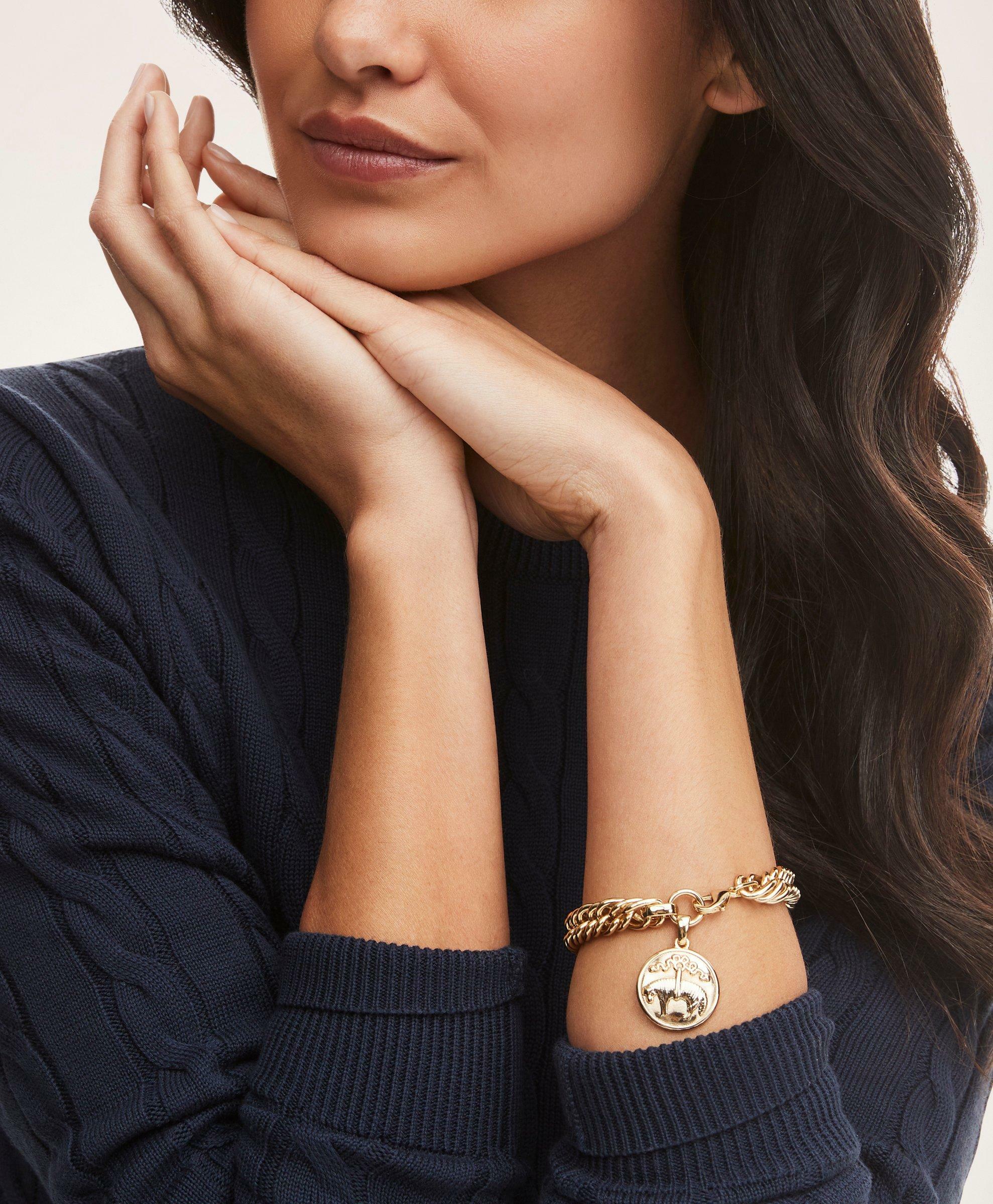 Brooks Brothers Women's Chain Logo Coin Bracelet | Gold