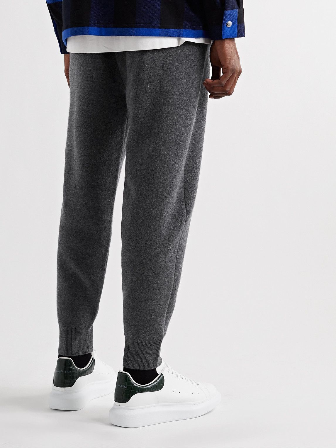 Burberry - Tapered Logo-Embroidered Cashmere-Blend Drawstring Sweatpants -  Gray Burberry