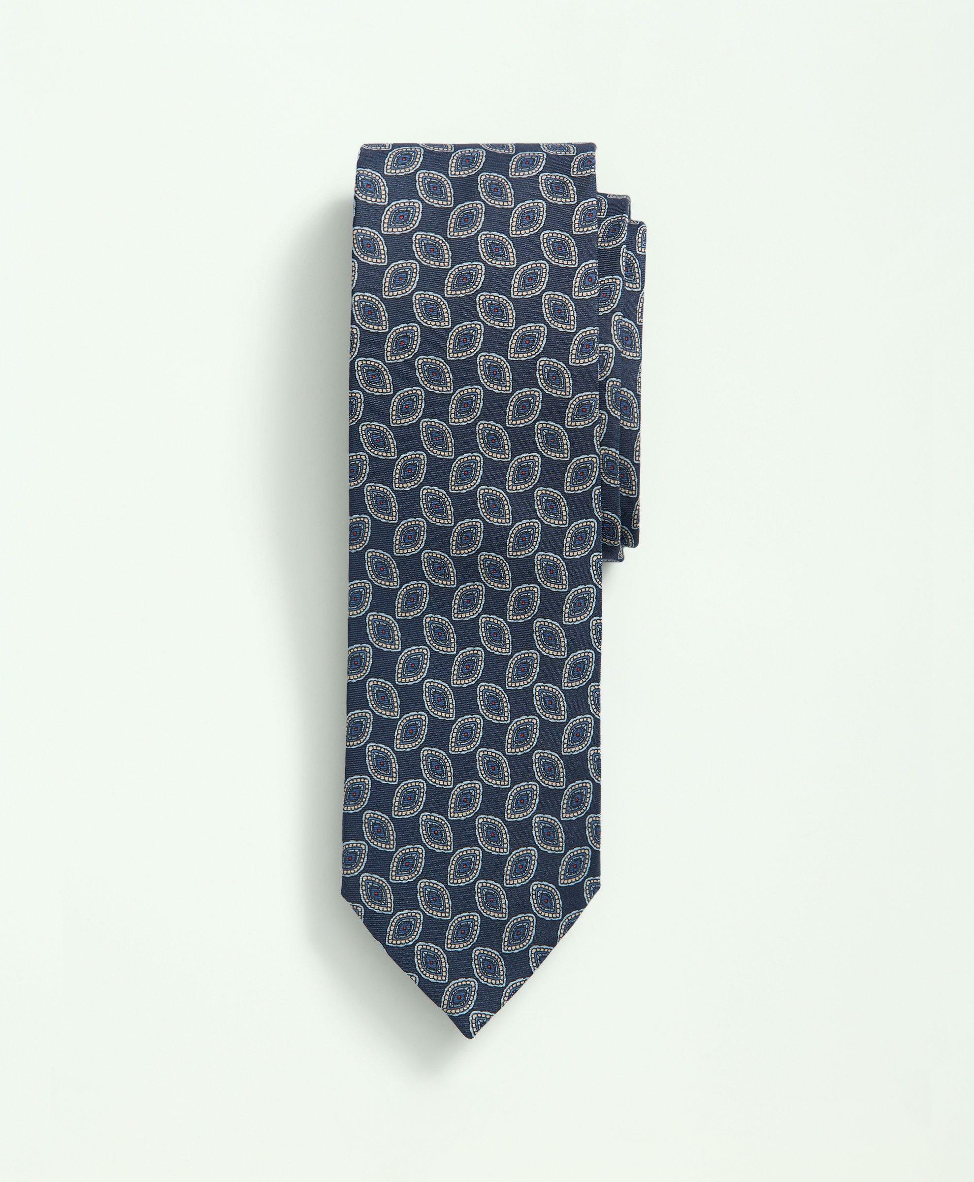 Brooks Brothers Men's Silk Foulard Print Tie | Navy/Blue