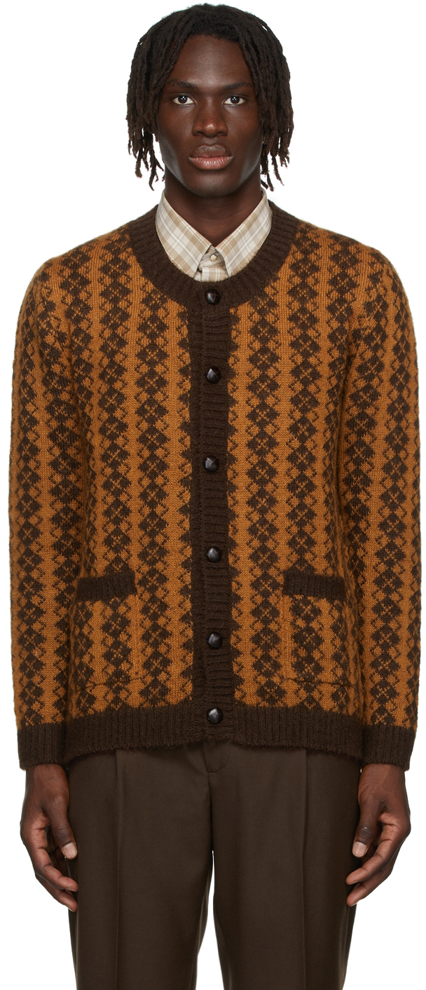 Ernest W. Baker Brown & Orange Mohair Knit Cardigan Ernest W. Baker