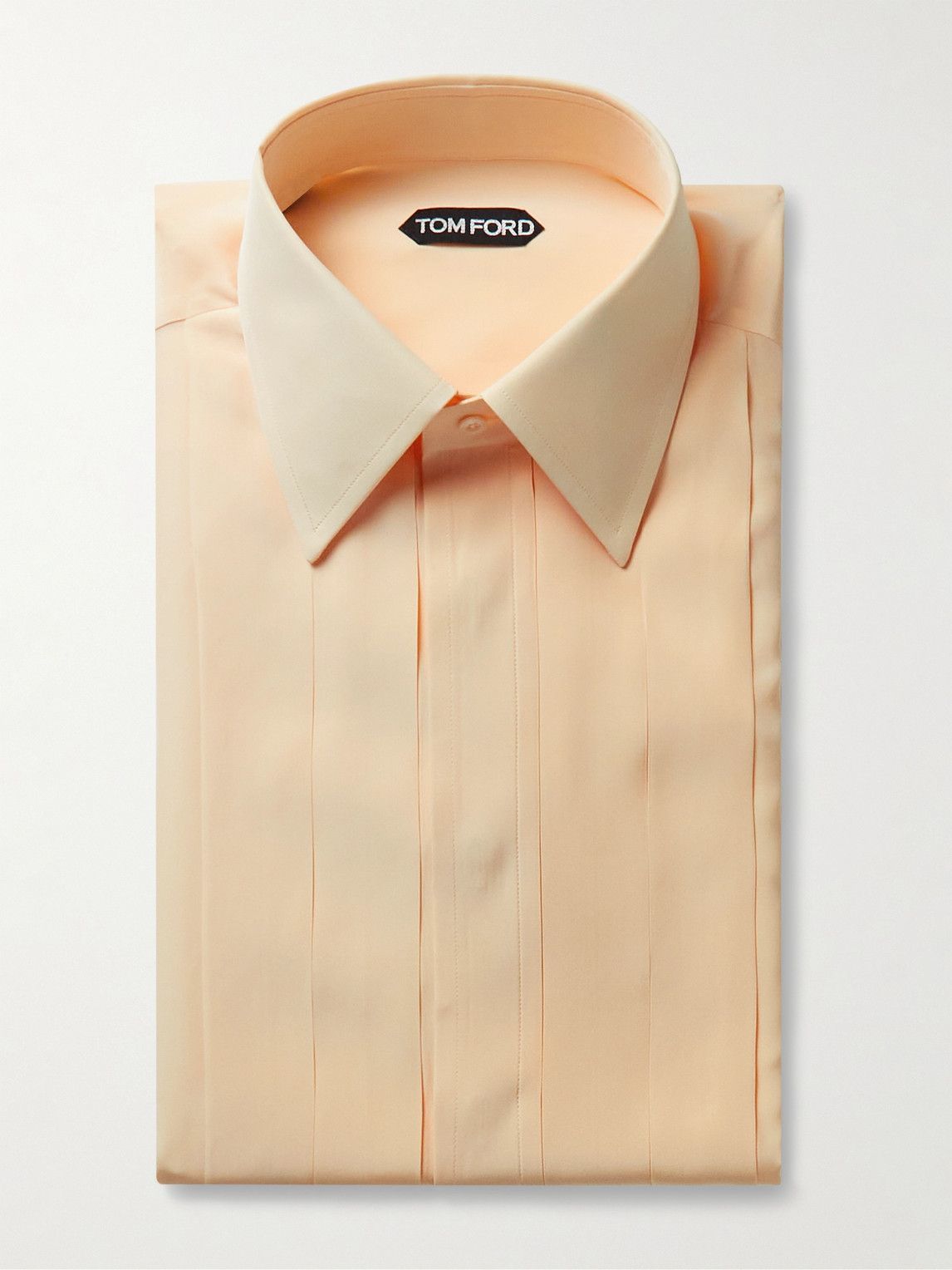 TOM FORD - Pleated Silk-Blend Shirt - Orange TOM FORD