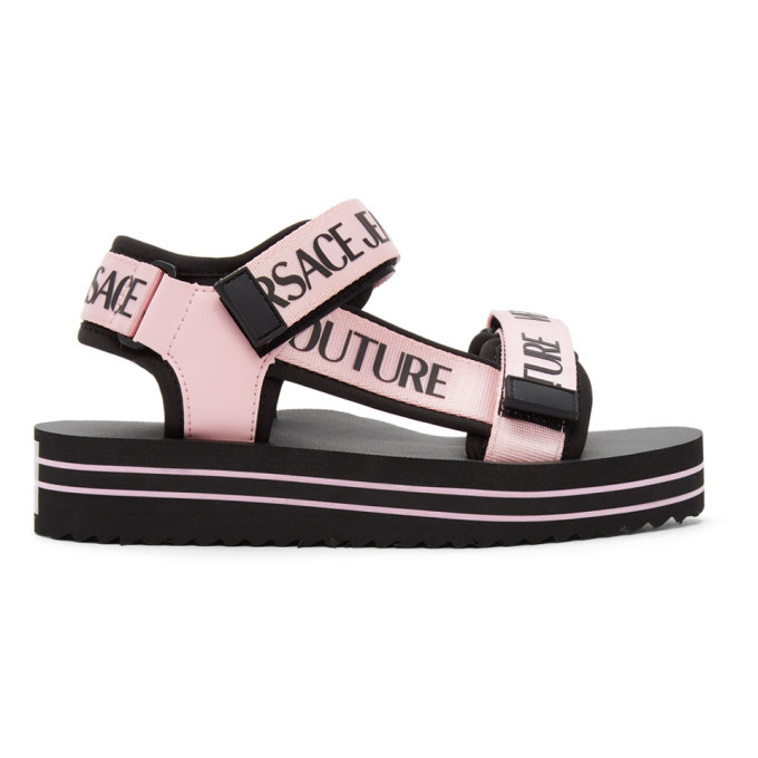 Versace Jeans Couture Pink Logo Strap Sandals Versace
