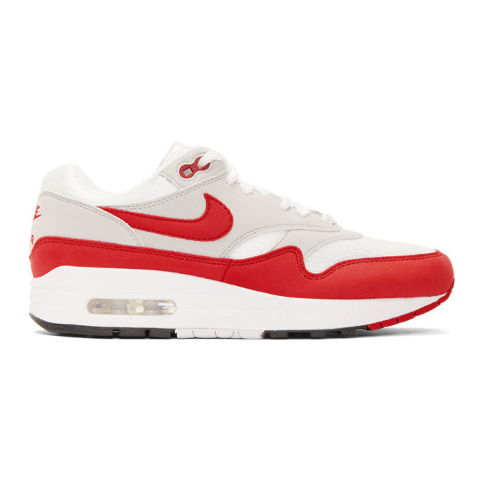 Nike Red and White Air Max 1 Anniversary Sneakers Nike