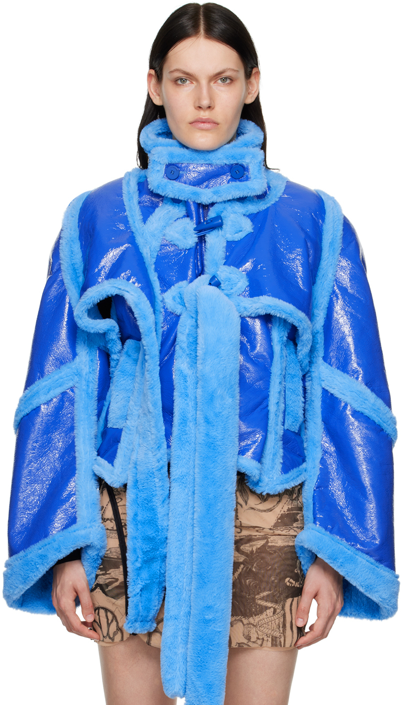 Photo: Ottolinger Blue Layered Faux-Leather Jacket