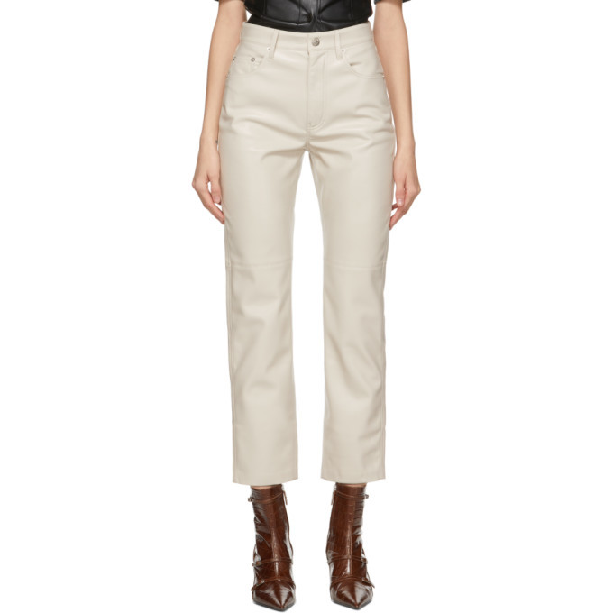 Ivy Revel faux leather trousers in off white