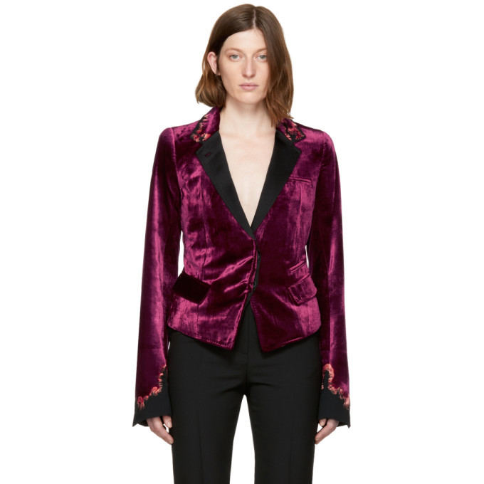 crop velvet blazer