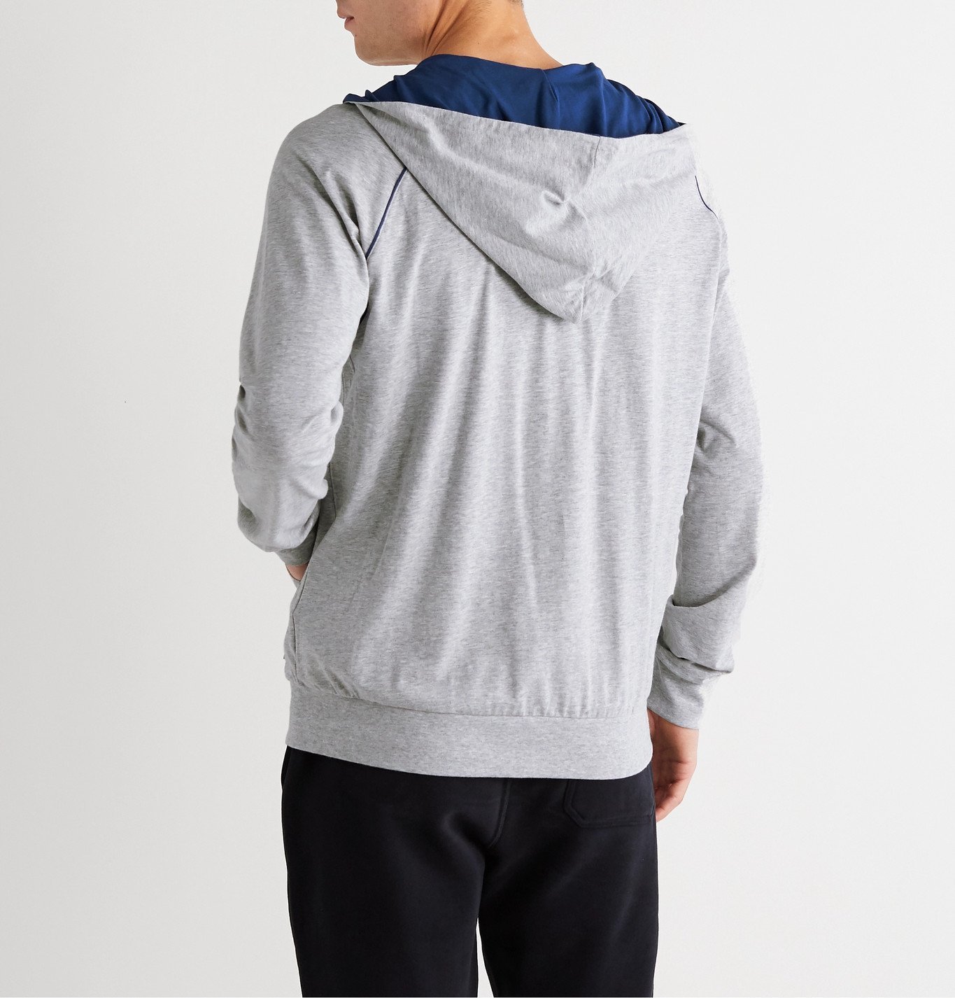 Hugo Boss - Stretch-Cotton Jersey Zip-Up Hoodie - Gray Hugo Boss