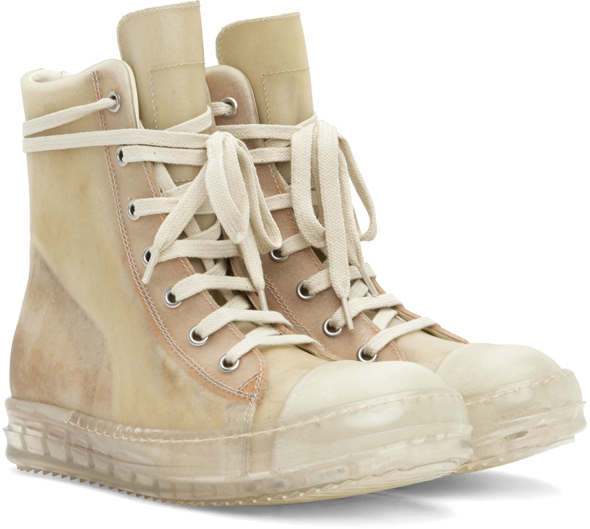 Rick Owens Biege Leather Sneakers