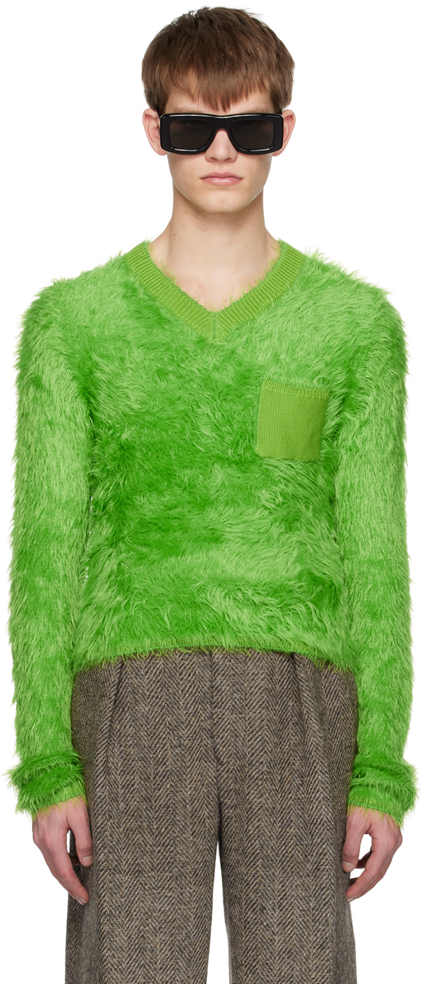 Acne Studios Green Fluffy Sweater Acne Studios