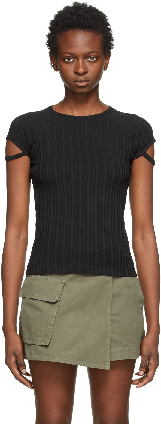 Helmut Lang Black Little Ribbed T-Shirt 