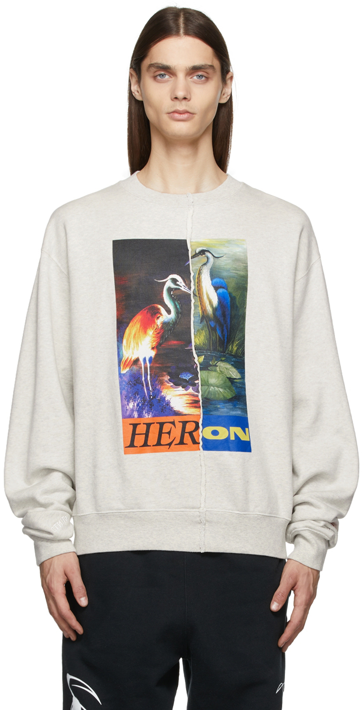 Heron Preston Grey Split Herons Sweatshirt Heron Preston