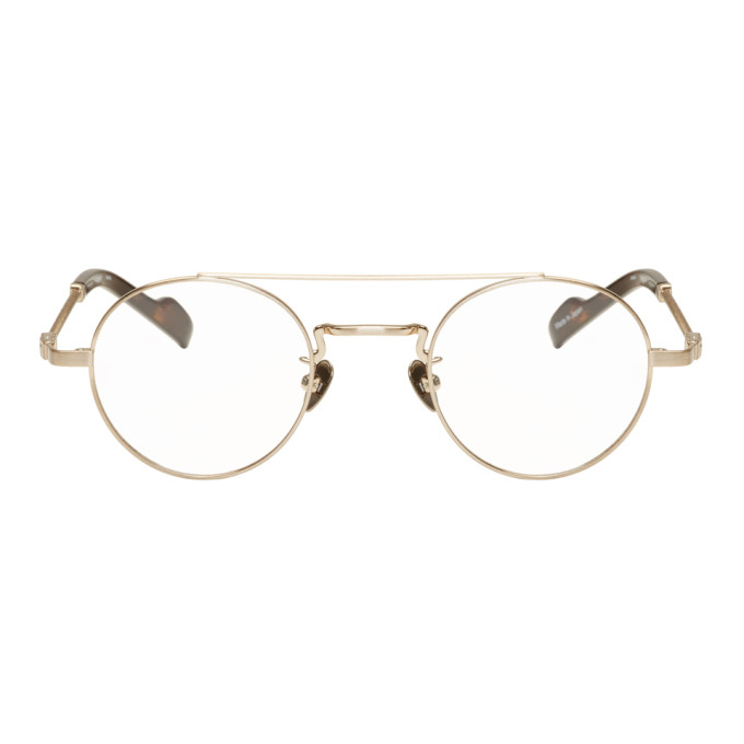 Yohji Yamamoto Gold and Tortoiseshell Braided Round Glasses Yohji Yamamoto