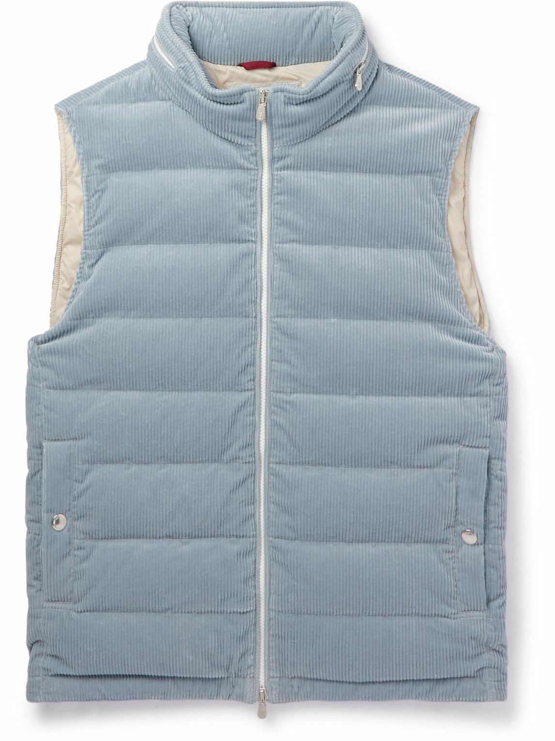 Brunello Cucinelli Quilted CottonBlend Corduroy Hooded Down Gilet