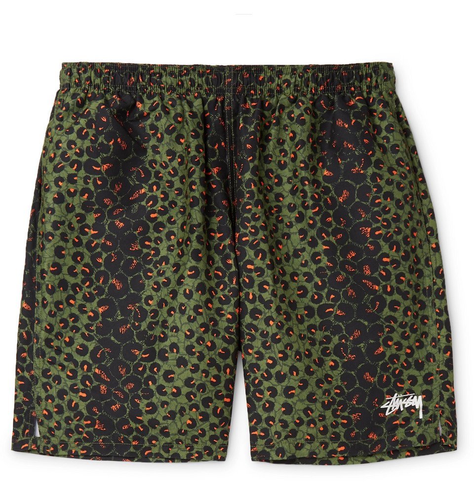 Stüssy - Mid-Length Leopard-Print Swim Shorts - Green Stussy