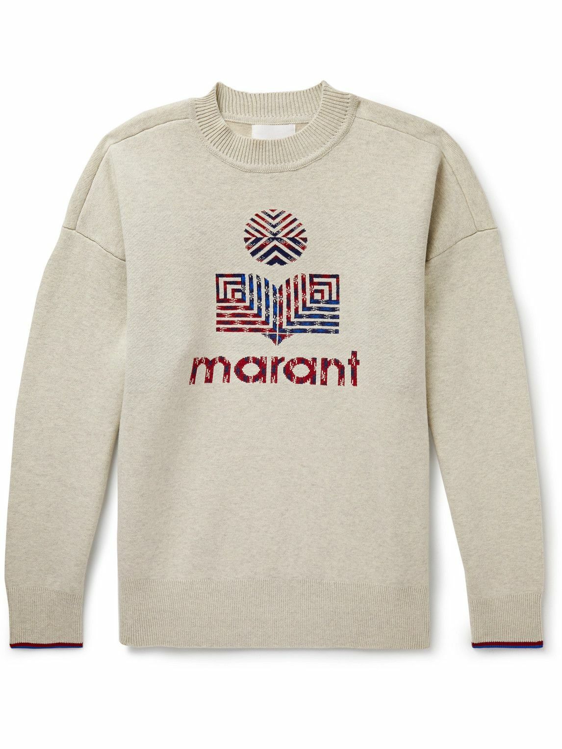 Photo: Isabel Marant - Logo-Intarsia Knitted Sweater - Neutrals
