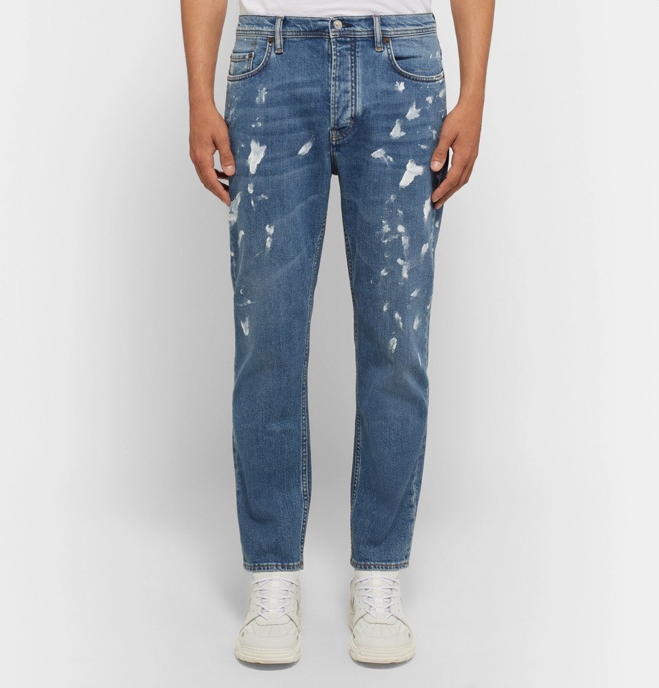 Acne Studios - River Tapered Paint-Splattered Stretch-Denim Jeans - Men ...