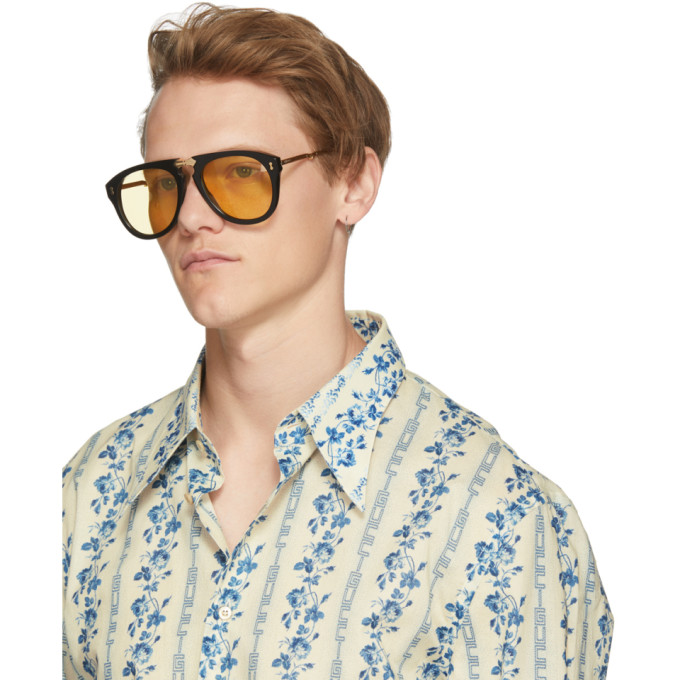 Gucci Black and Gold Fold-Up Aviator Sunglasses Gucci
