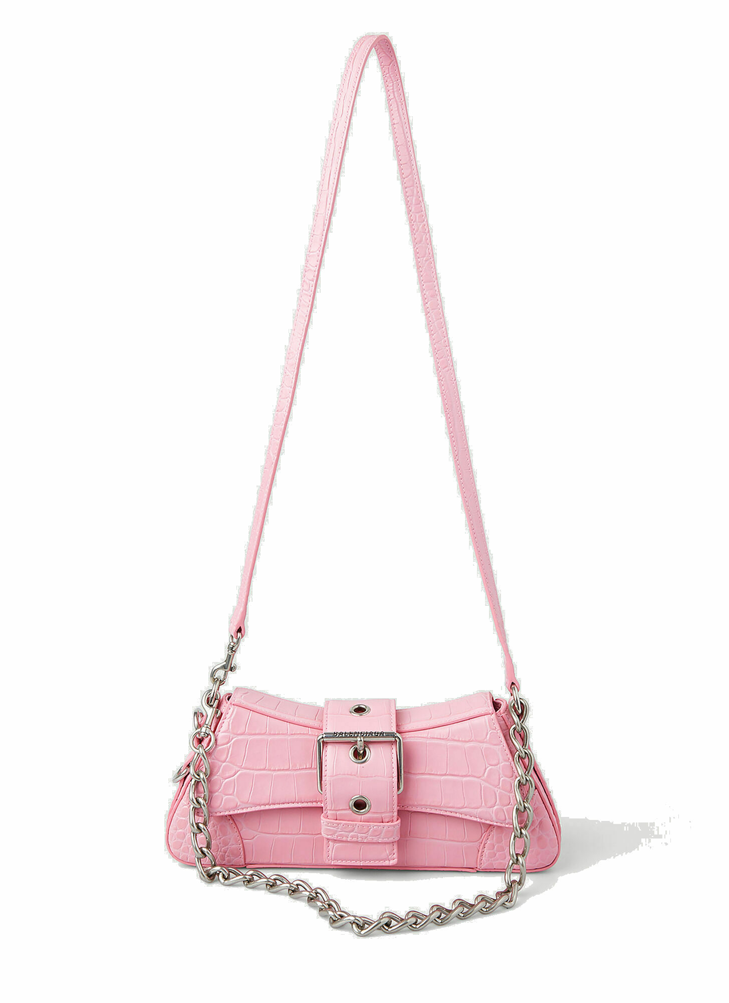 Lindsay Croc Shoulder Bag in Pink Balenciaga