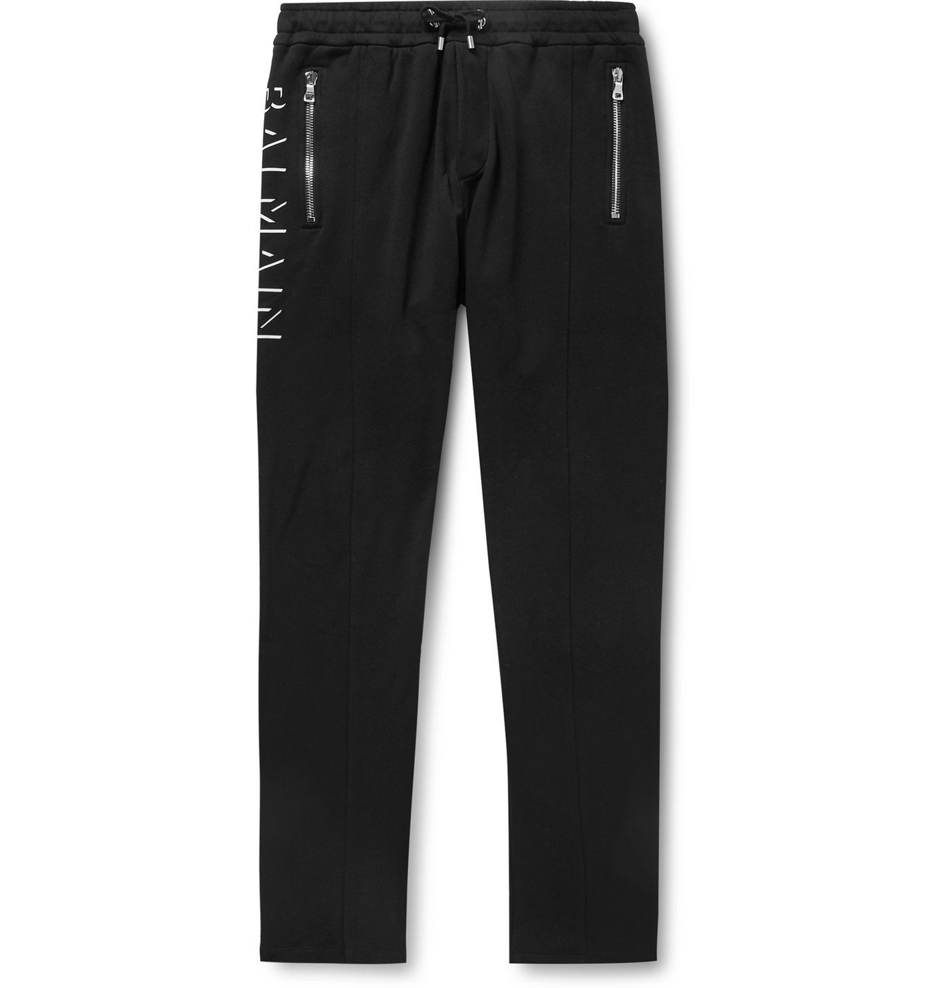 Balmain - Logo-Print Loopback Cotton-Jersey Sweatpants - Black