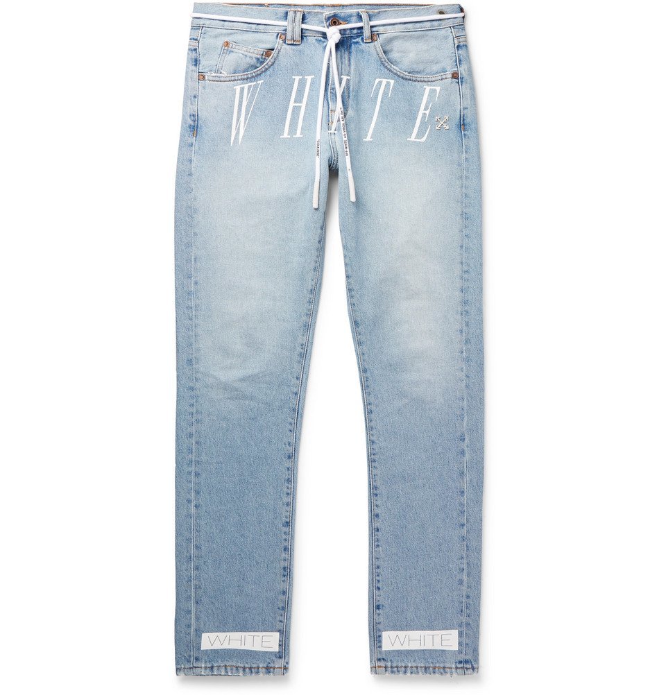 off white jeans blue