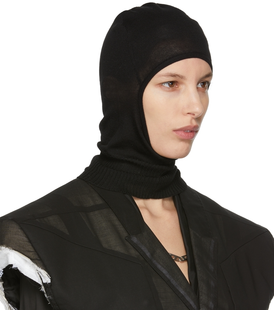 Rick Owens Black Balaclava Beanie Rick Owens