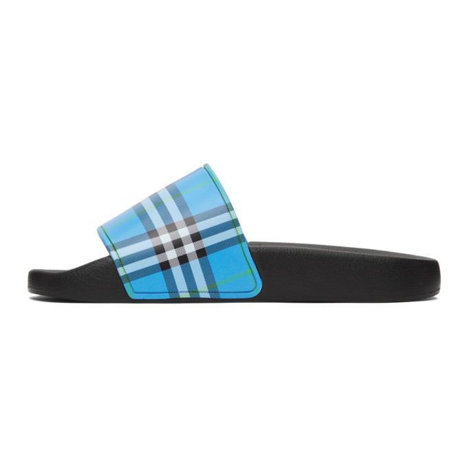 blue burberry sliders