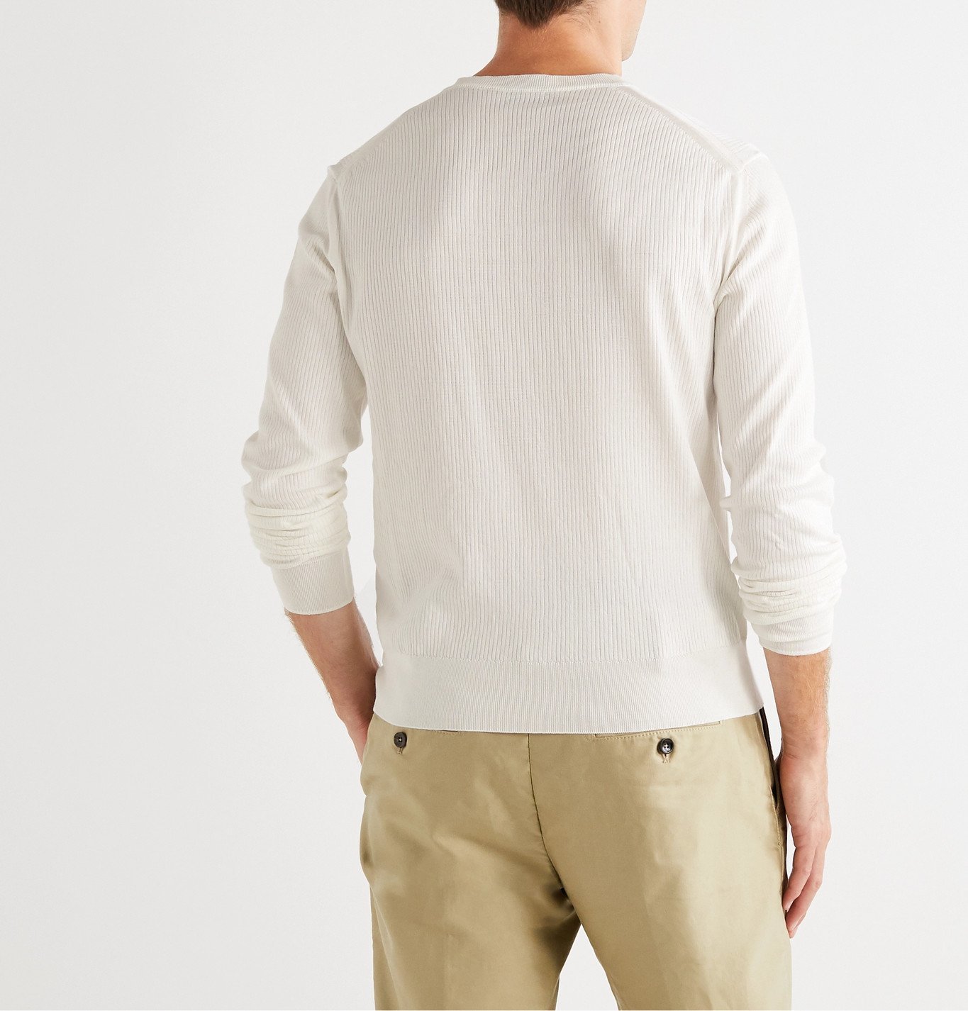 TOM FORD - Slim-Fit Ribbed Cotton and Silk-Blend Henley T-Shirt - White TOM  FORD