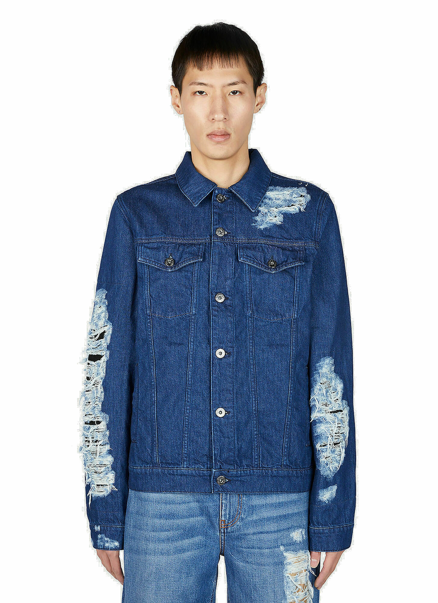 JW Anderson - Distressed Denim Jacket in Blue JW Anderson