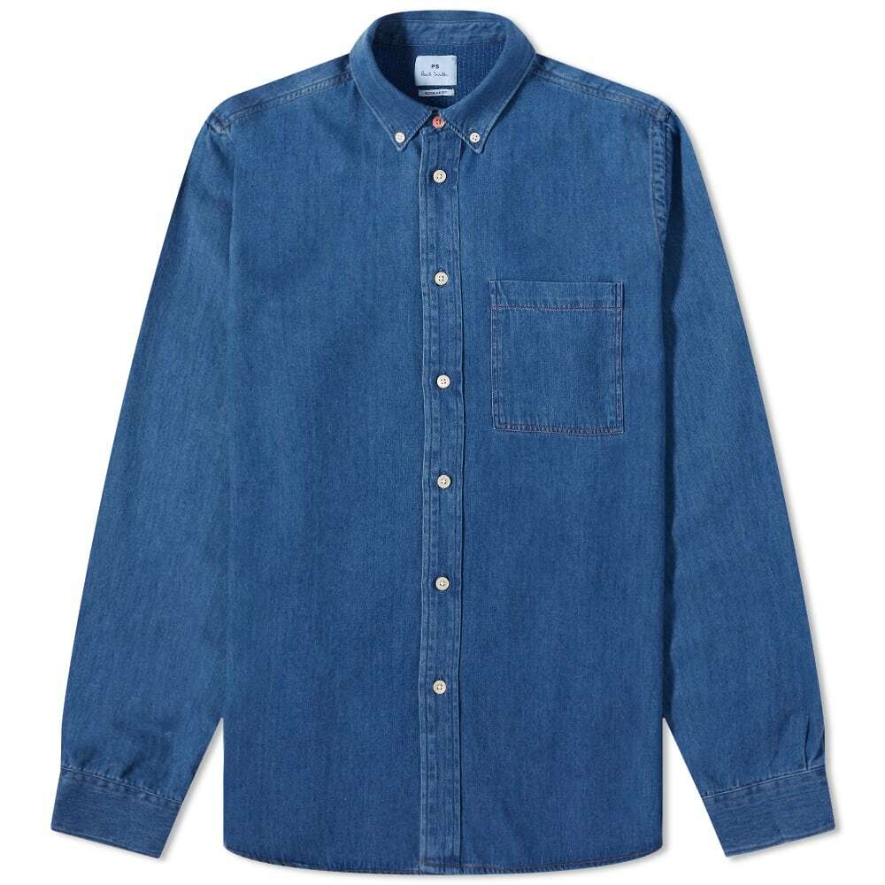 Paul Smith Men's Button Down Denim Shirt in Blue Paul Smith