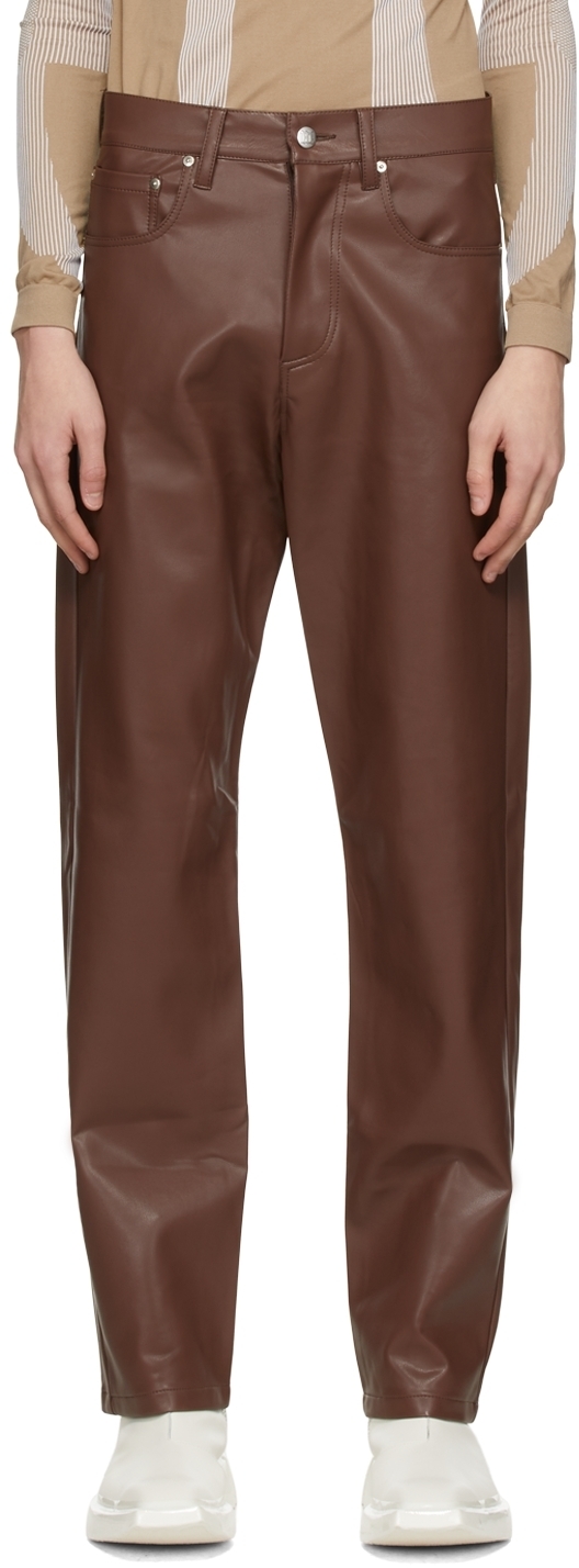 MISBHV Brown Faux-Leather Trousers MISBHV