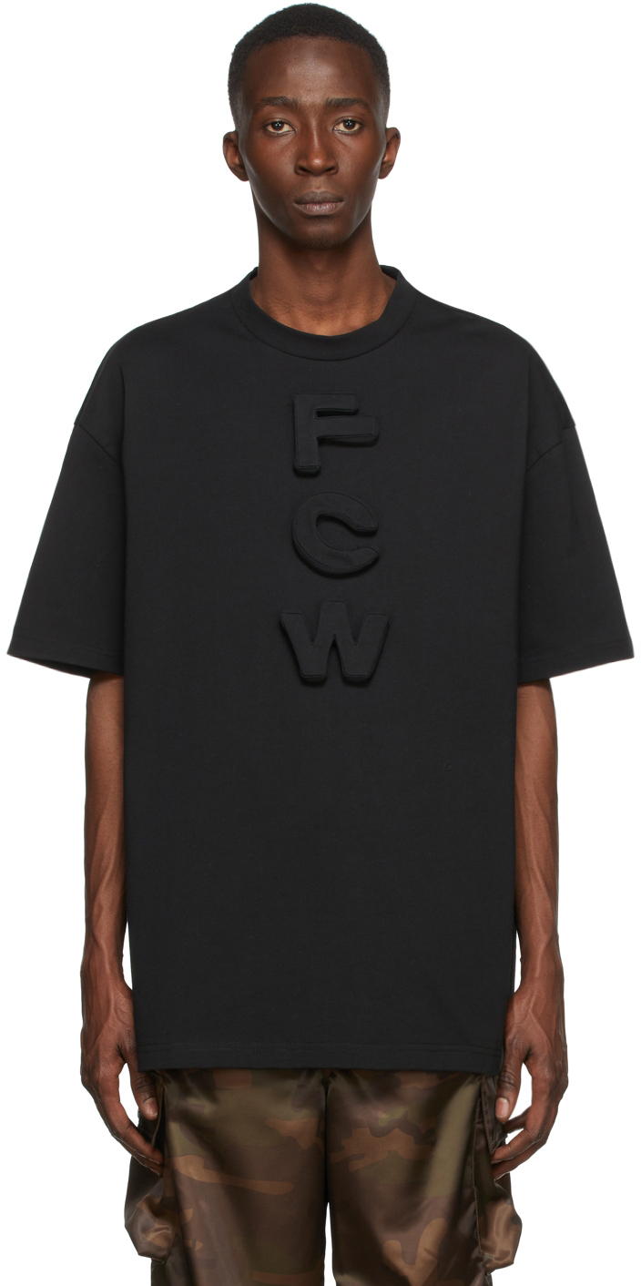 Feng Chen Wang Black 3D Logo Letter T-Shirt Feng Chen Wang