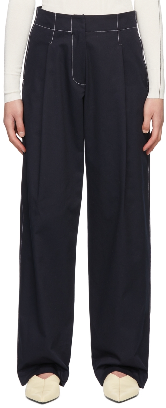 womens navy cotton trousers