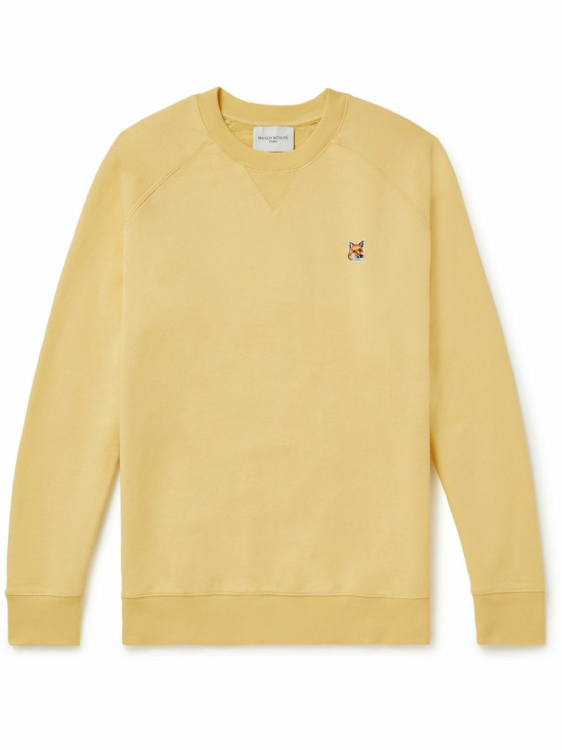 Maison Kitsuné - Logo-Appliquéd Cotton-Jersey Sweatshirt - Yellow ...