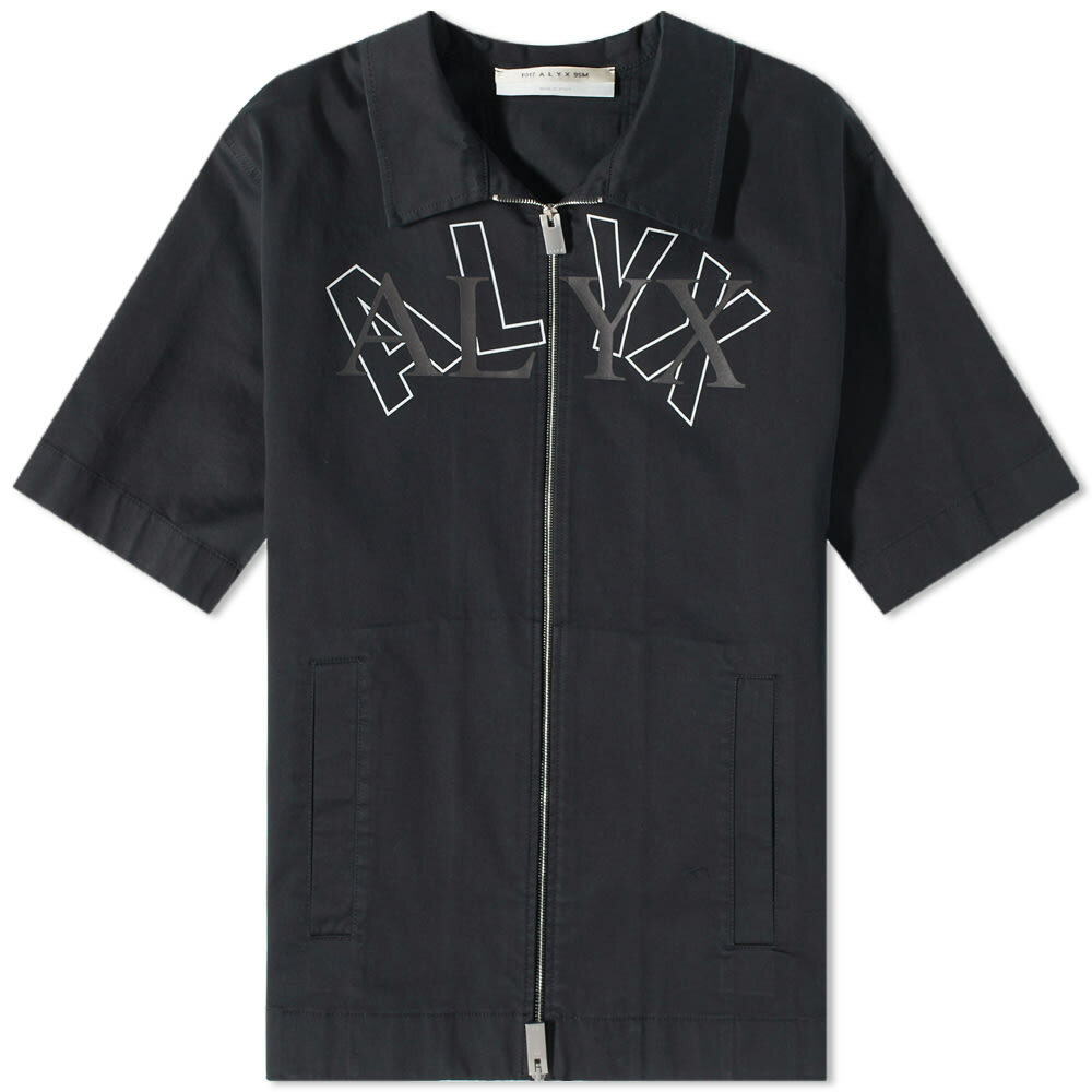 1017 ALYX 9SM Men's Short Sleeve Logo Zip Shirt in Black 1017 ALYX 9SM