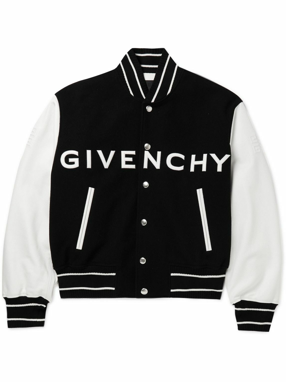 Givenchy - Logo-Appliquéd Wool-Blend and Leather Bomber Jacket - Black ...