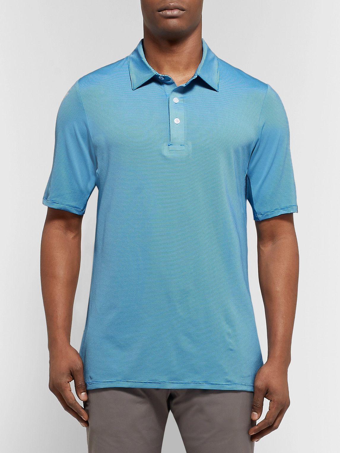 Kjus Golf - Soren Striped Stretch-Jersey Golf Polo Shirt - Blue Kjus Golf