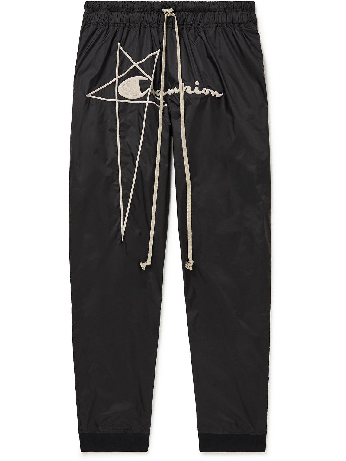 Photo: Rick Owens - Champion Tapered Logo-Embroidered Recycled Shell Sweatpants - Black